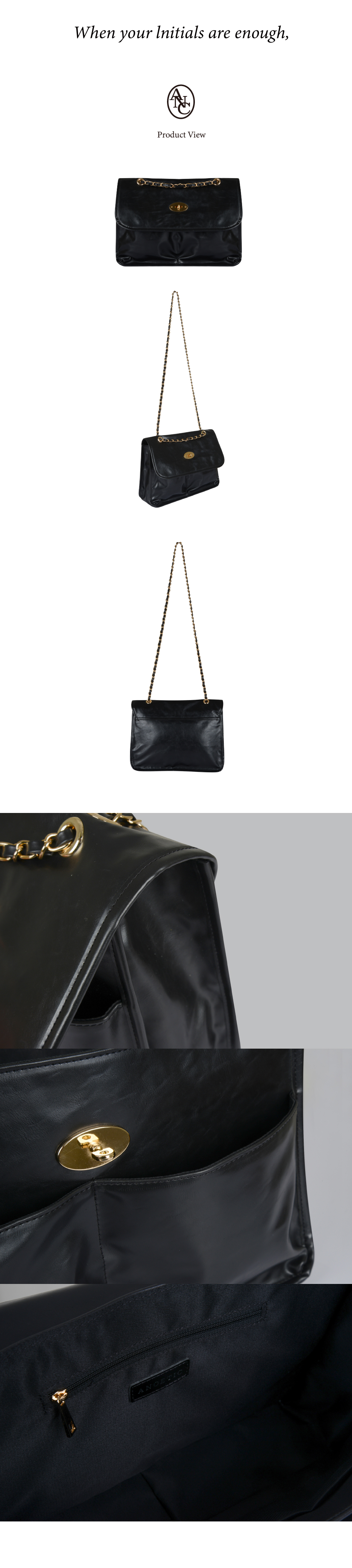 아노에틱(ANOETIC) ANC FLAP BIG SHOULDER BAG_BLACK - 사이즈